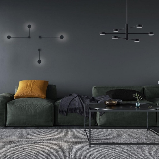 Applique nera design lineare per interni con arredamento moderno