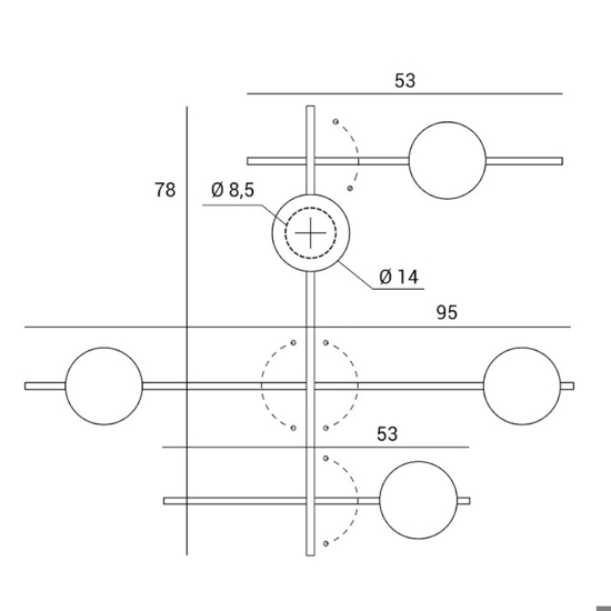 Mikado miloox applique da parete per interno luci orientabili sfere