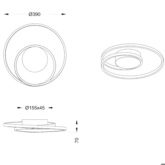 Plafoniera moderna per soggiorno nera led 22w 3000k dimmerabile