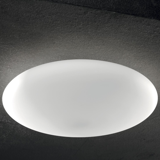 Smarties pl3 d50 ideal lux plafoniera bianca disco in vetro moderna