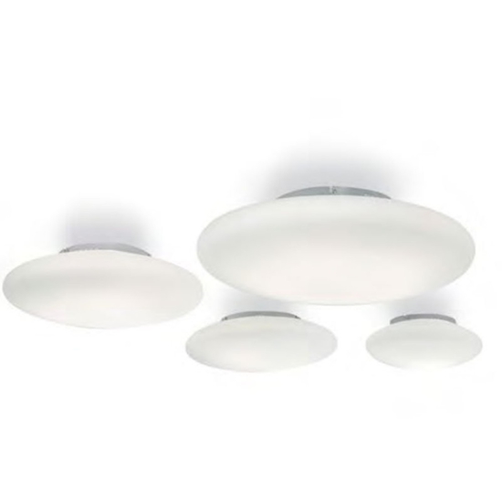 Smarties pl3 d50 ideal lux plafoniera bianca disco in vetro moderna