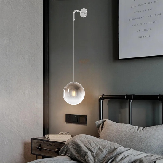 Lampada da letto applique toplight per comodino cromo vetro bronzo