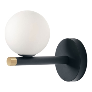 Miloox pomi applique moderna nero sfera vetro bianco da muro