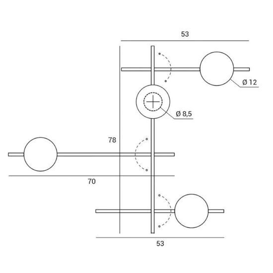 Miloox mikado applique moderna design sfere trasparenti orientabili