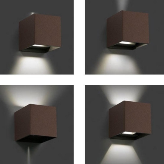 Applique pe cubo led 7w 4000k per interno marrone ip54