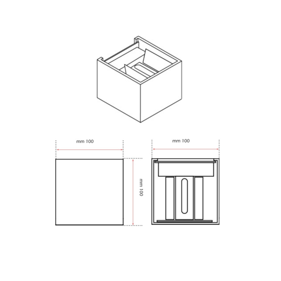 Applique pe cubo led 7w 4000k per interno marrone ip54