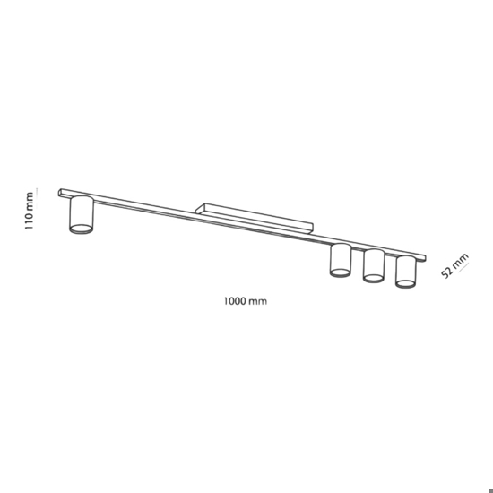 Plafoniera a binario 100cm nera 4 luci per cucina moderna