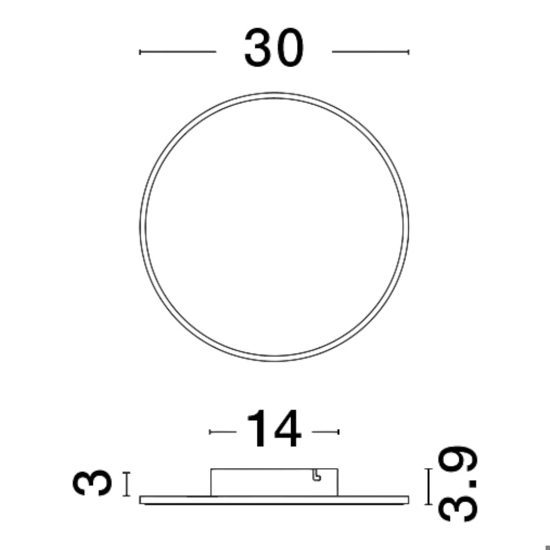 Applique moderna tonda cerchio bianco 20w 3000k