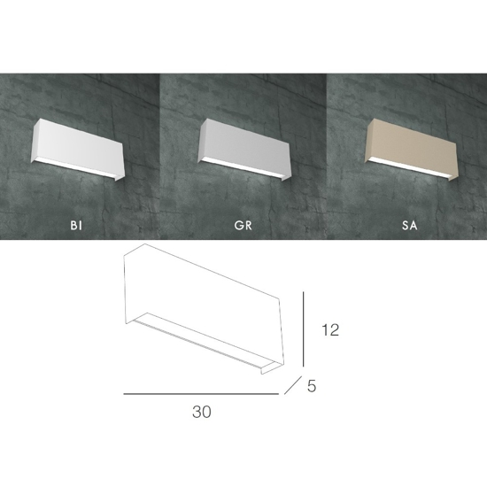 Applique led 20w rettangolare moderna grigio da parete