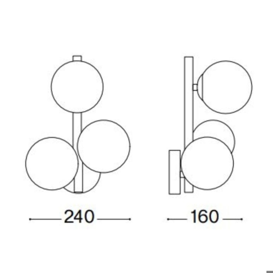 Ideal lux perlage ap3 applique contemporanea ambra tre bocce vetro