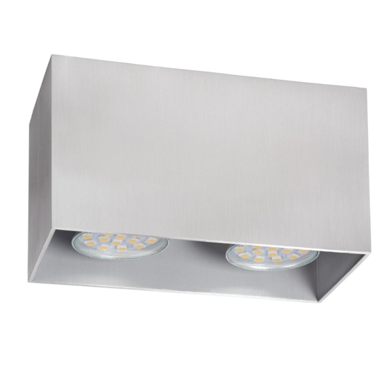 Lampada da soffitto 2 luci portafaretti gu10 led cestello grigio