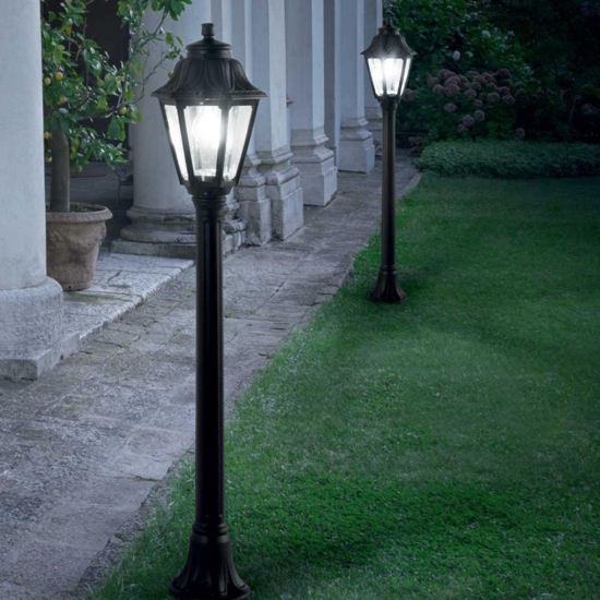 Dafne pt1 lampione alto 110cm da giardino classico lanterna nera ip55 per esterno ideal lux