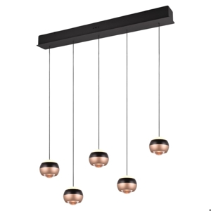 Lampadario da cucina 5 luci sfere caffe nero led dimmerabile