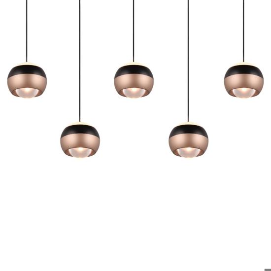 Lampadario da cucina 5 luci sfere caffe nero led dimmerabile