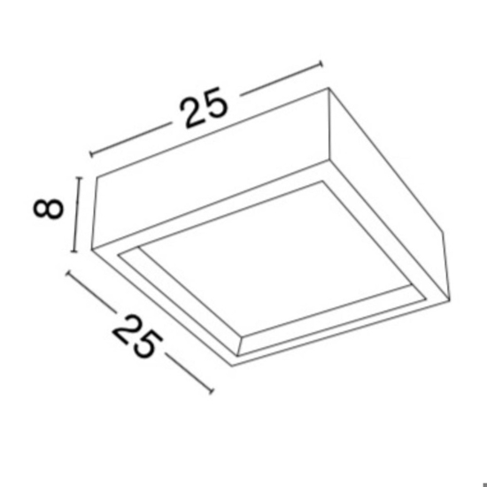 Plafoniera di gesso 25x25 quadrata bianca diffusore in vetro