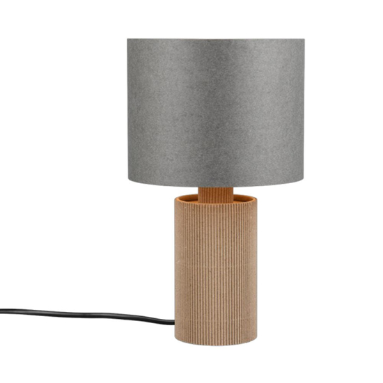 Lampada da tavolo con base in bambu e parulume grigio h28cm