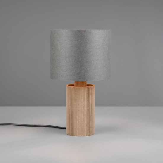 Lampada da tavolo con base in bambu e parulume grigio h28cm