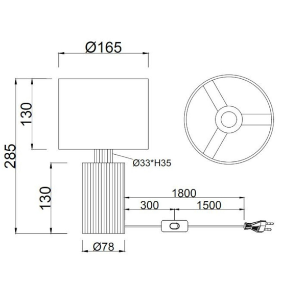 Lampada da tavolo con base in bambu e parulume grigio h28cm