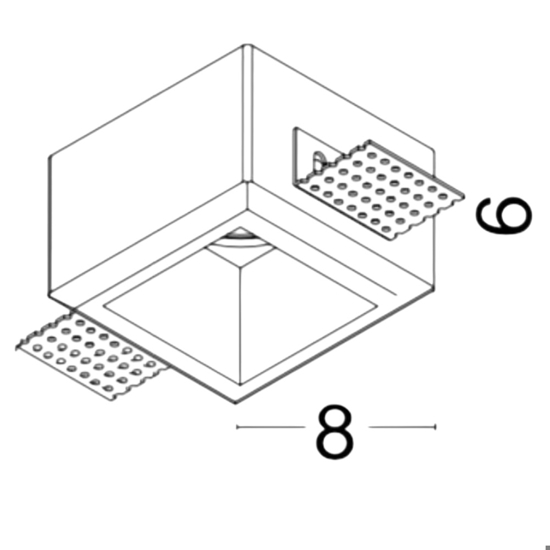 Portafaretto quadrato di gesso da incasso per controsoffitti