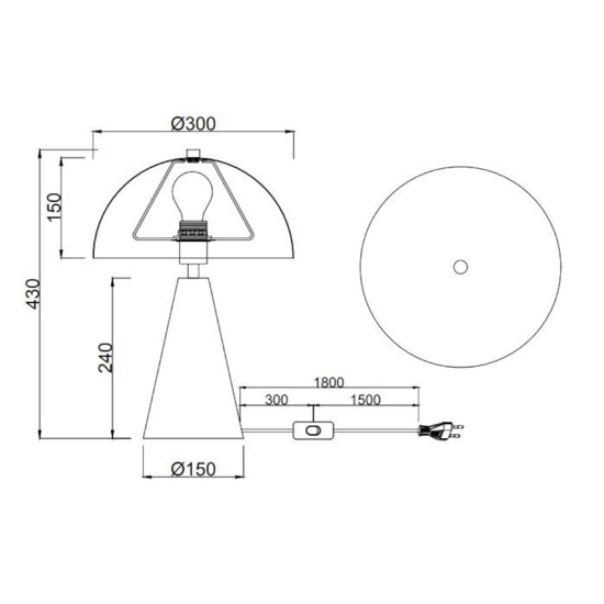 Lampada da tavolo moderna nero opaco h43cm