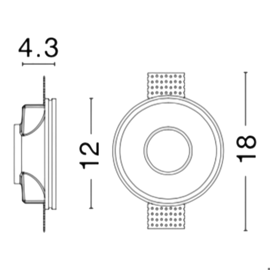 Faretto da incasso rotondo di gesso per controsoffitto