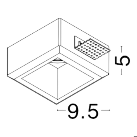 Portafaretto di gesso quadrato da incasso per cartongesso