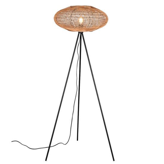 Lampada da terra per salotto contemporaneo vimini metallo nero