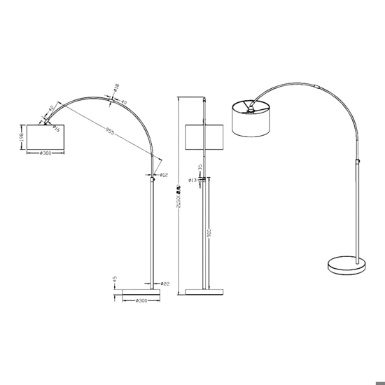 Lampada ad arco moderna per soggiorno paralume bianco