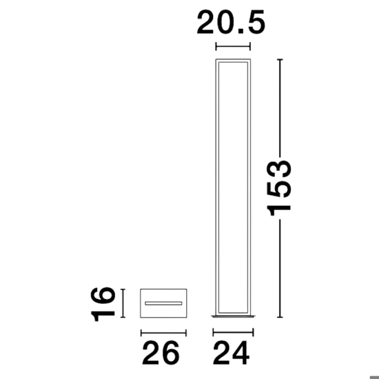 Piantana moderna rettangolare nera led 36w 3000k design