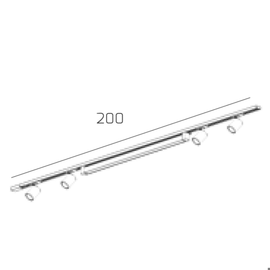 Sistema a binario 200cm nero led 40w 3000k con faretti