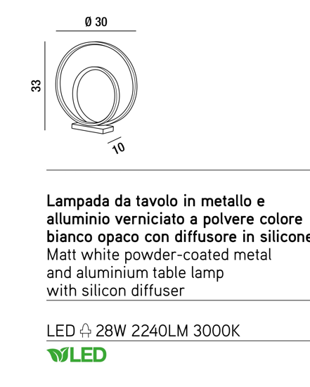 Ritmo perenz illuminazione lampada da comodino bianco moderna led 3700k