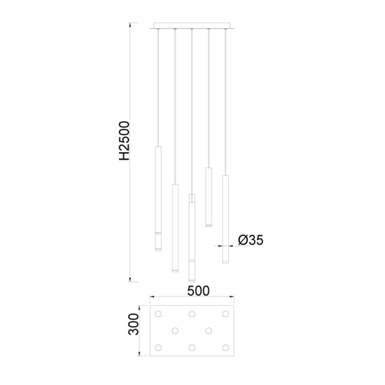 Lampadario per soggiorno moderno cilindri multicolor 3000k