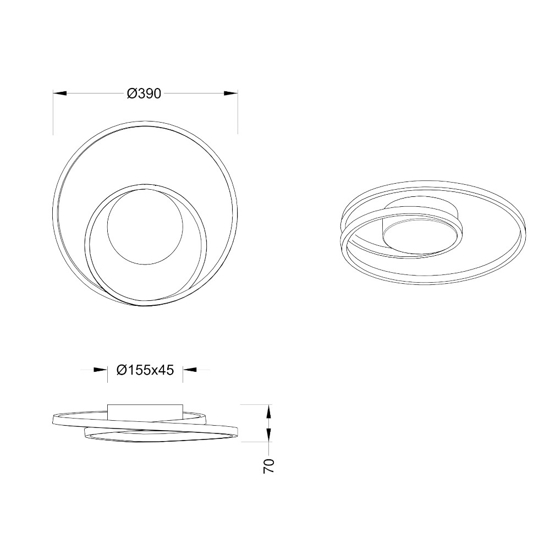 Plafoniera da soffitto led 22w 3000k dimmerabile marrone