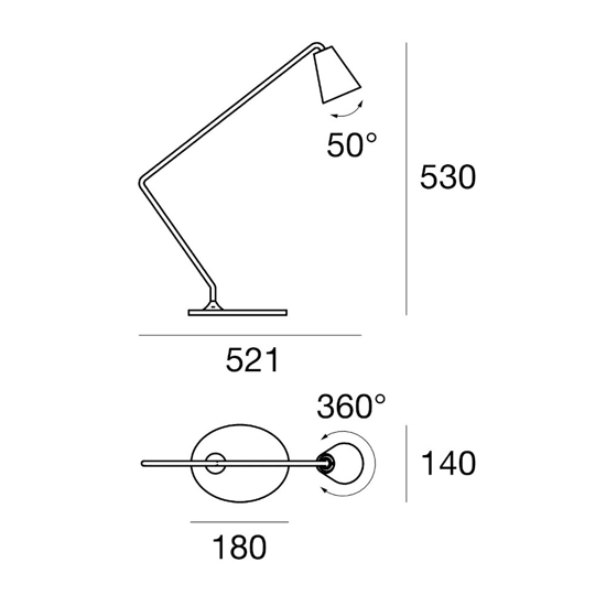 Linealight lampada per scrivania led conus nera moderna 6w 3000k