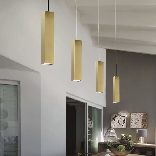 Sky sp1 lampada sospensione quadrata oro ottone ideal lux