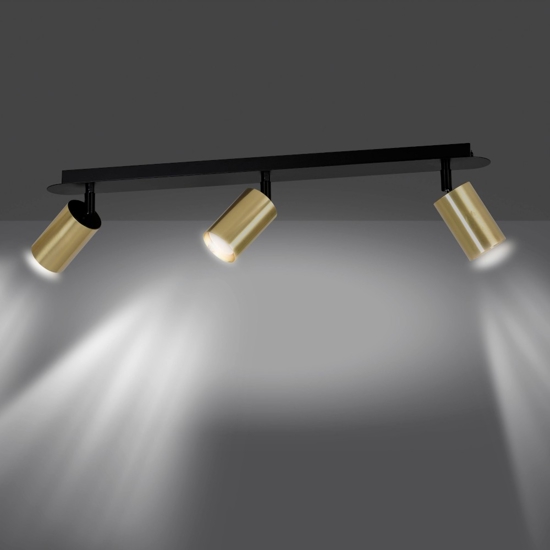 Plafoniera con faretti led a soffitto 3 luci orientabili nero oro