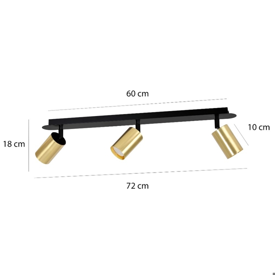 Plafoniera con faretti led a soffitto 3 luci orientabili nero oro