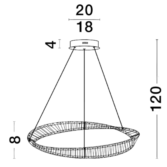 Lampadario cerchio di cristallo per salotto soggiorno led 45w 3500k