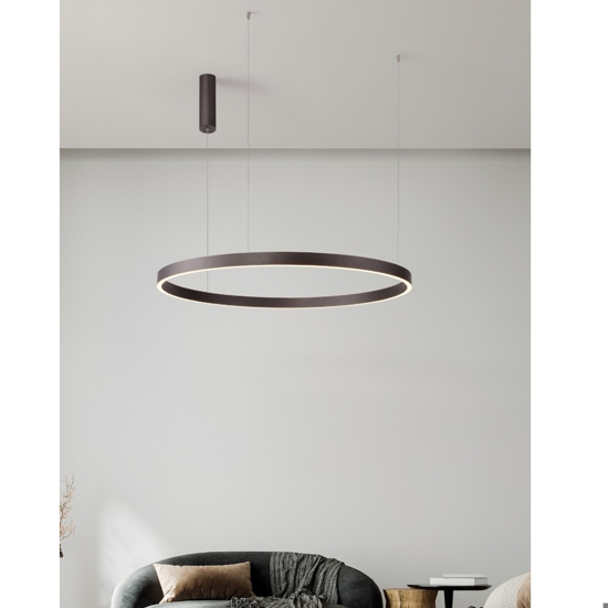 Lampadario moderno cerchio marrone 98cm led 3000k per soggiorno