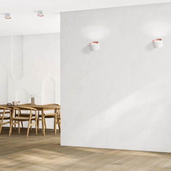 Plafoniera rotonda da soffitto gesso bianco interno rame sforzin nasso