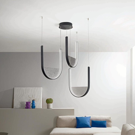 Ondaluce lotus lampadario con 3 sospensioni nero led dimmerabile vetro fume&apos;