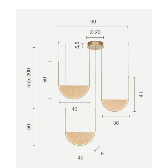 Lotus ondaluce lampadario a sospensione per cucina 3 luci oro led 3000k