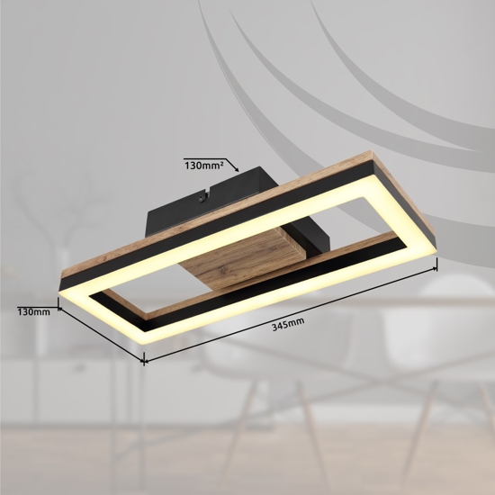 Plafoniera di legno moderna design nera led 12w 3000k