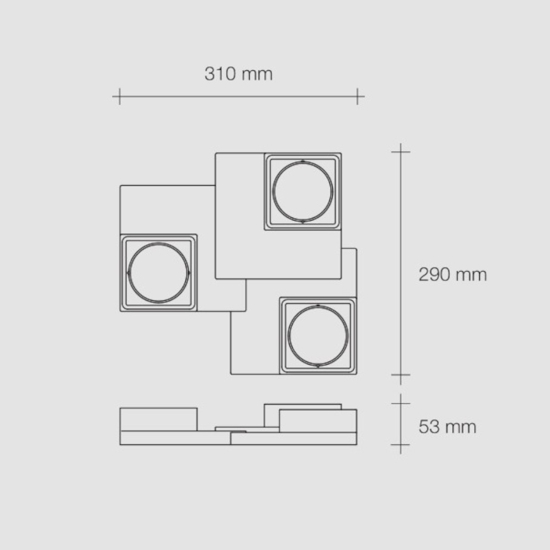 Plafoniera 3 luci quadrati gesso sforzin sibari