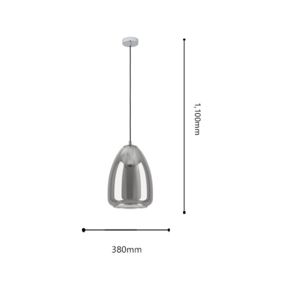 Lampada a sospensione 30cm vetro fume specchiato