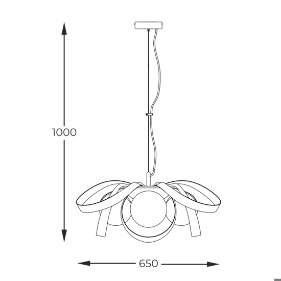 Lampadario a sospensione design fiocco nero oro per soggiorno