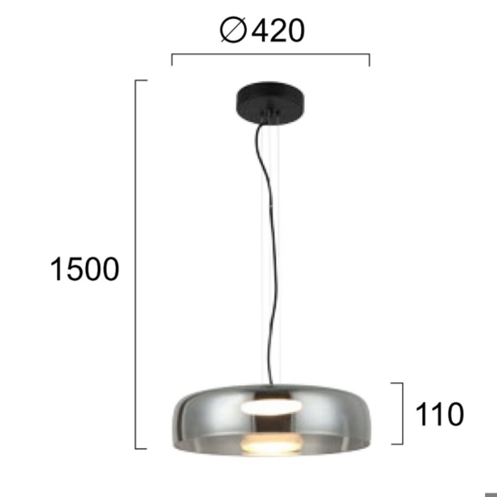 Lampadario per cucina cupola design vetro ambra led 3000k