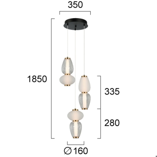 Lampadario led 3 luci a sospensione grappolo per soggiorno moderno