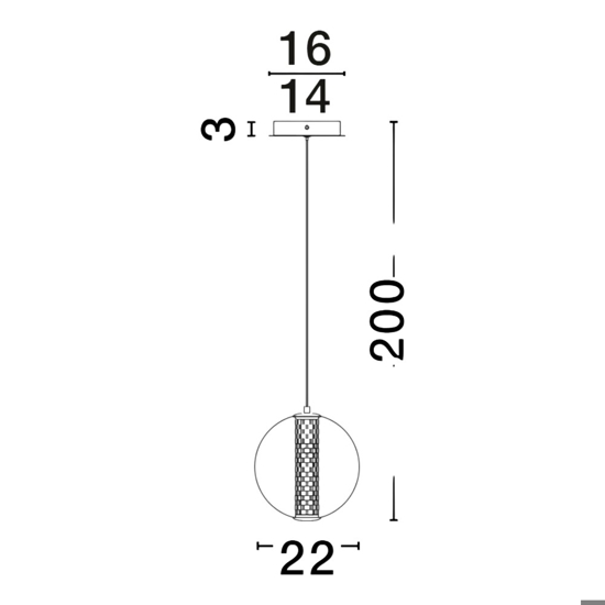 Lampada led a sospensione oro sfera vetro fume per comodino letto