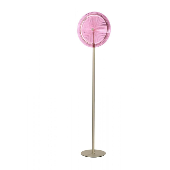 Ondaluce jokey lampada da terra vetro tondo rosa led 3000k